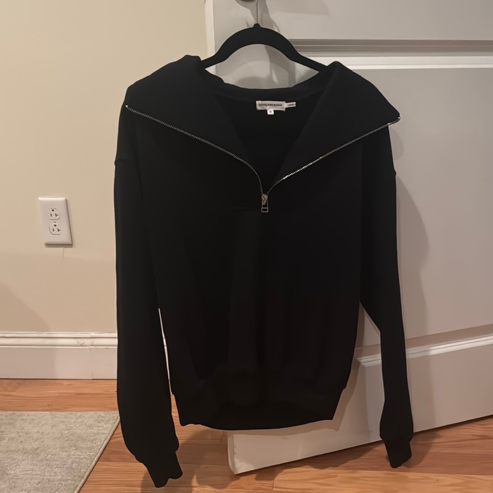 Good American Black Quarter Zip Sweater (One Size)